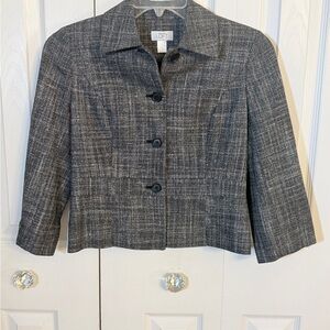 Professional Business Ann Taylor Loft Gray Textured, Lined Blazer Sz 4 CE